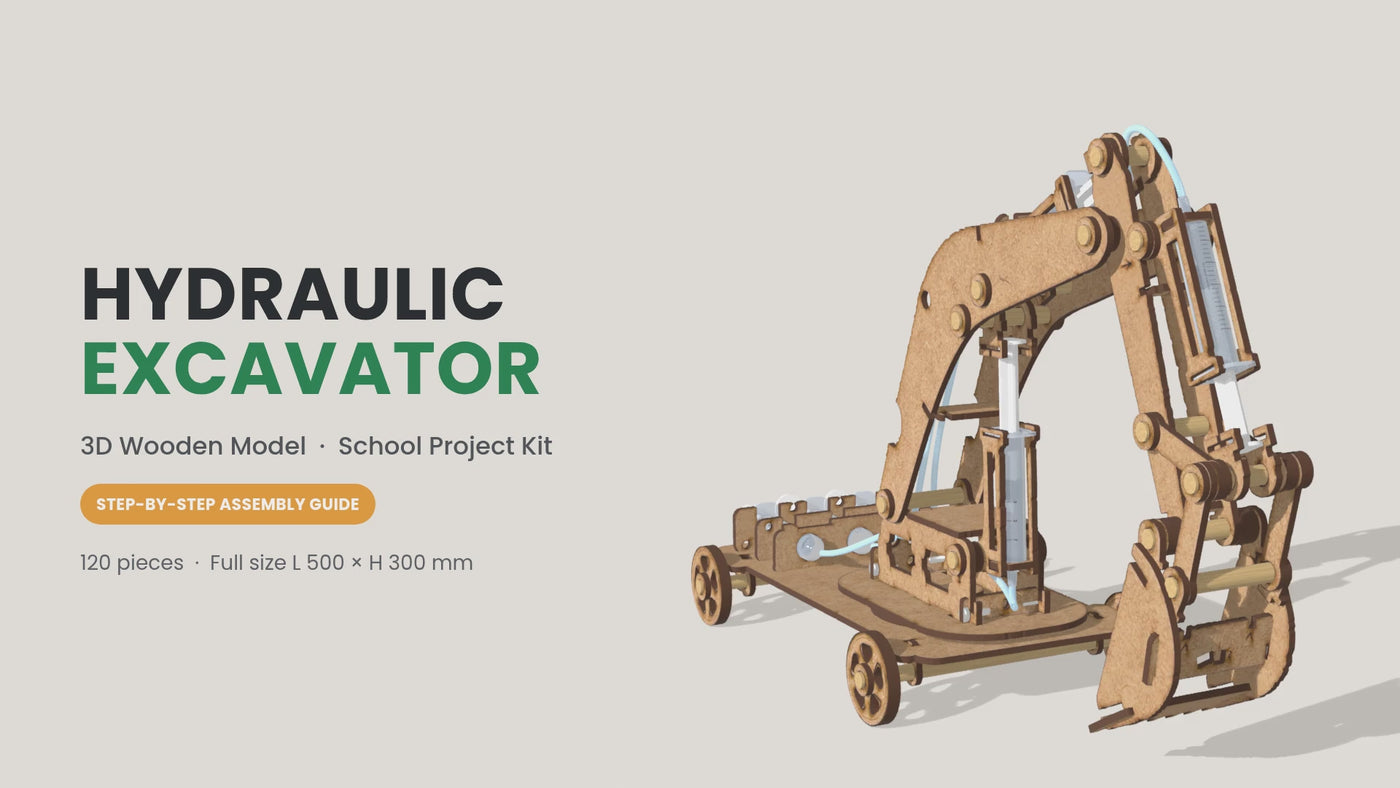 Build animation for the Grade 9 hydraulic arm school project kit